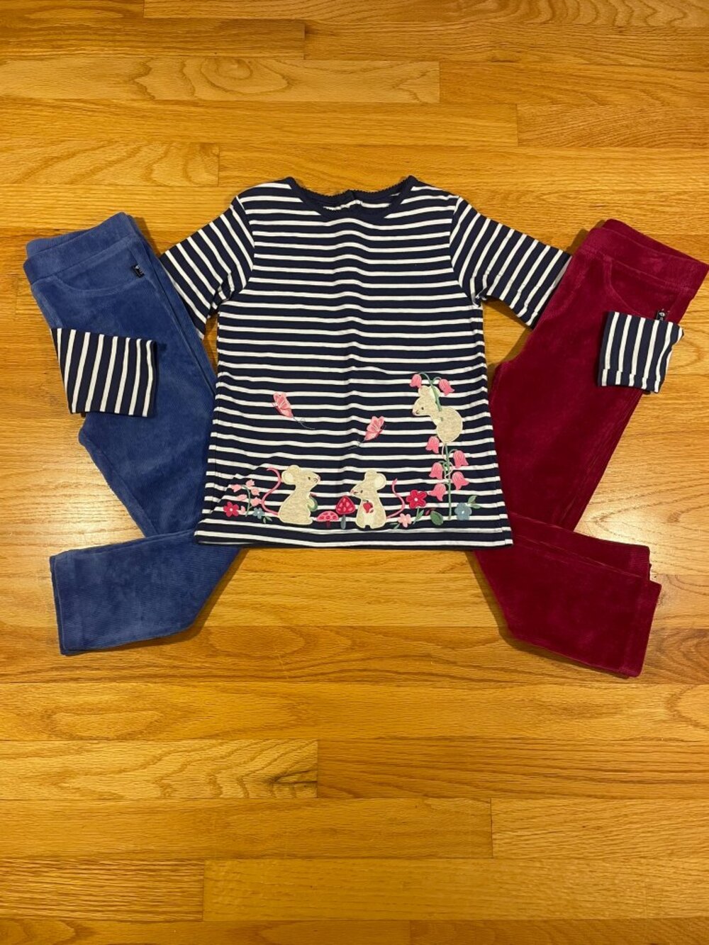 JoJo Maman Bebe Jersey Cords & Mouse Top